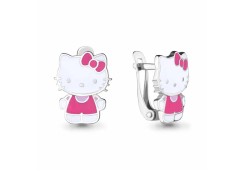 Серебряные cерьги классические с эмалью