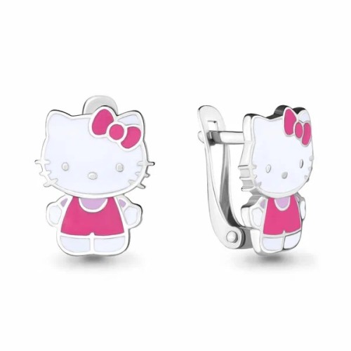 Серебряные cерьги классические с эмалью