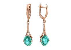 Золотые cерьги висячие с аквамарином