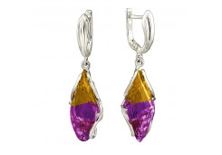 Серебряные cерьги висячие с аметрином