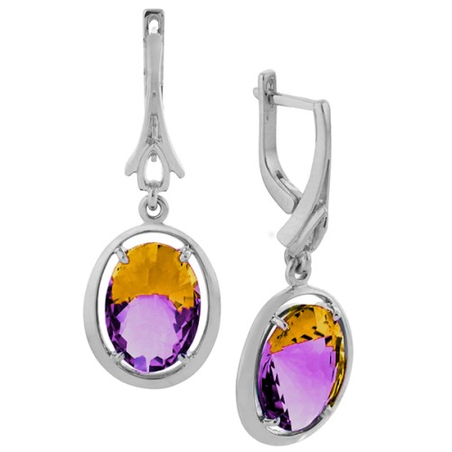 Серебряные cерьги висячие с аметрином