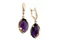 Золотые cерьги висячие с аметистом