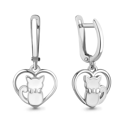 Серебряные cерьги висячие с эмалью