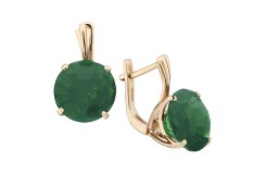 Золотые cерьги с агатом зеленым