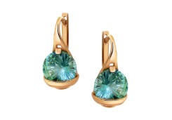 Золотые cерьги с аквамарином