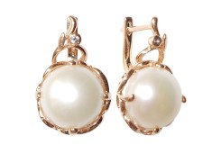 Золотые cерьги классические с жемчугом