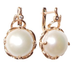 Золотые cерьги классические с жемчугом