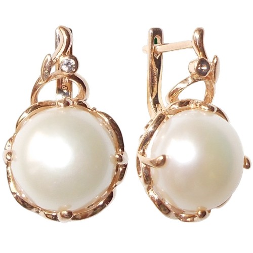 Золотые cерьги классические с жемчугом