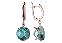 Серьги висячие из желтого золота с аквамарином