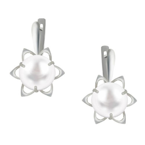 Серебряные cерьги классические с жемчугом