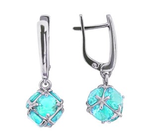 Серебряные cерьги висячие с кварцем