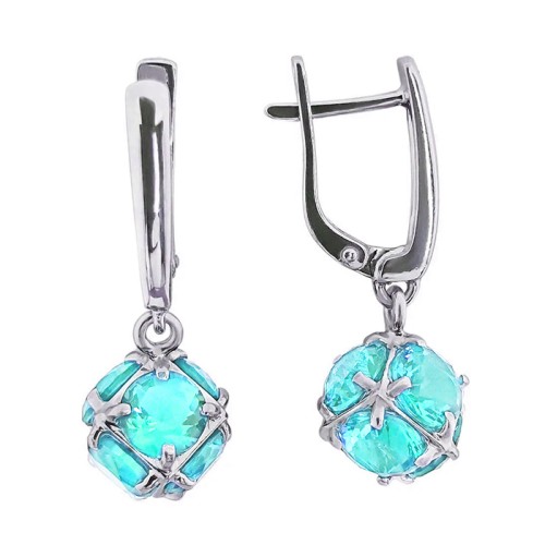 Серебряные cерьги висячие с кварцем