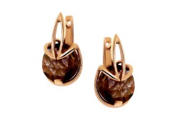 Золотые cерьги с раух-топазом