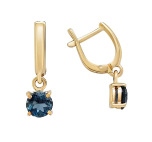 Золотые cерьги висячие с лондон топазом