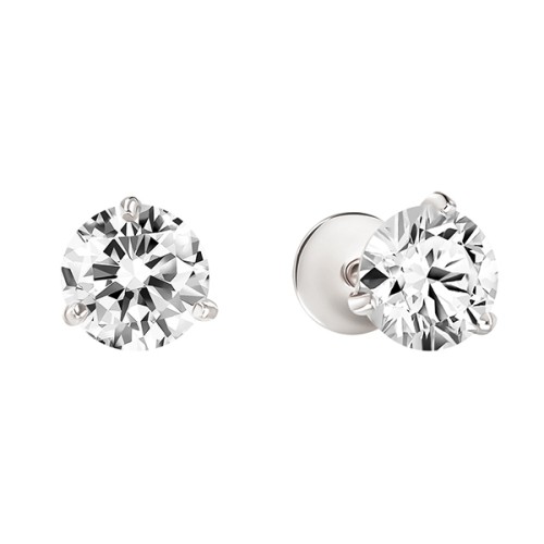 Серьги пусеты (гвоздики) из белого золота с фианитом