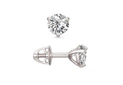 Серьга пусет (гвоздик) из белого золота с фианитом