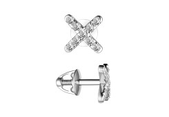 Серьга пусет (гвоздик) из белого золота с фианитом