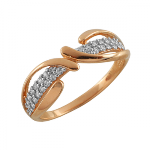 Кольцо из красного золота 585 пробы с фианитом