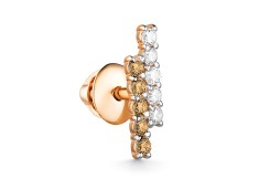 Золотая серьга пусет (гвоздик) с фианитом