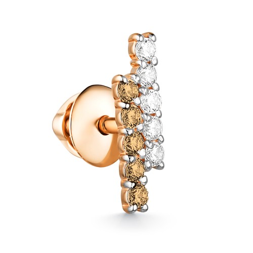 Золотая серьга пусет (гвоздик) с фианитом