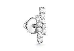 Серьга пусет (гвоздик) из белого золота с фианитом