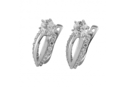 Серьги из белого золота с фианитом