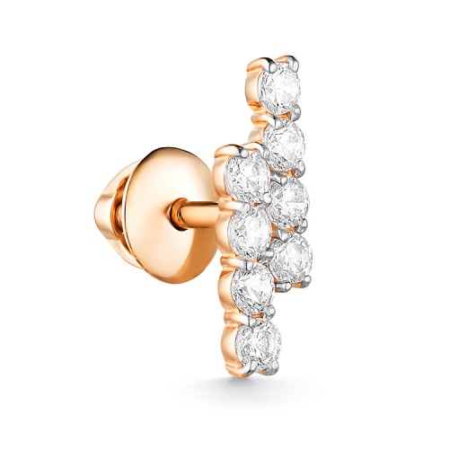 Золотая серьга пусет (гвоздик) с фианитом