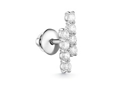 Серьга пусет (гвоздик) из белого золота с фианитом