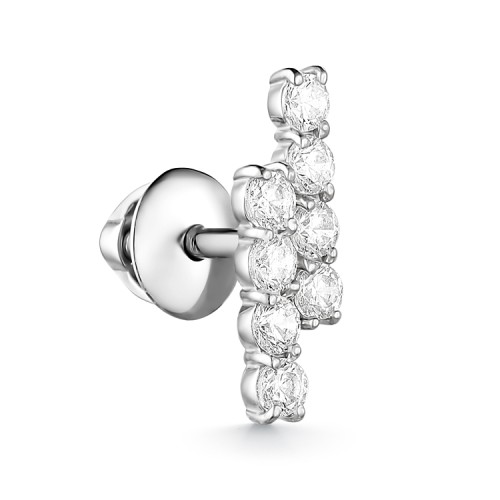 Серьга пусет (гвоздик) из белого золота с фианитом