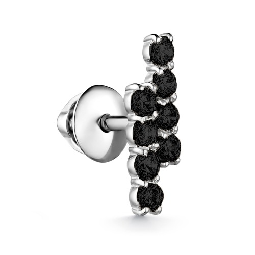 Серьга пусет (гвоздик) из белого золота с фианитом
