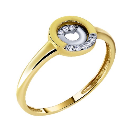 Кольцо из желтого золота с фианитом