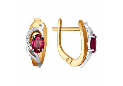 Золотые cерьги классические с рубином