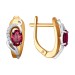Золотые cерьги классические с рубином