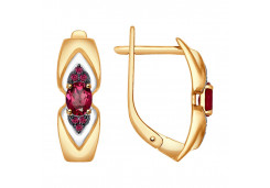 Золотые cерьги классические с рубином