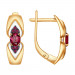 Золотые cерьги классические с рубином
