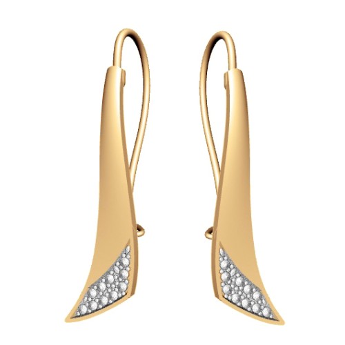 Золотые cерьги классические с фианитом