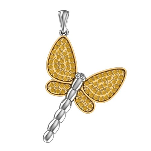 Серебряная подвеска с позолотой с фианитом