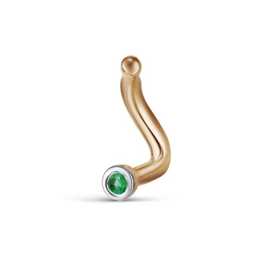 Серьга д/пирсинга из золота с изумрудом