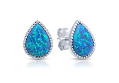 Серебряные cерьги пусеты (гвоздики) с опалом