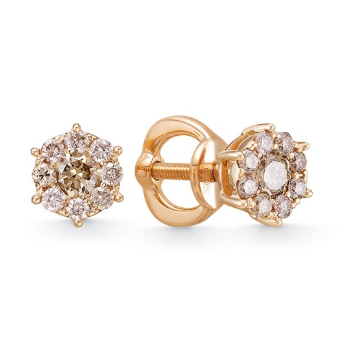 Золотые cерьги пусеты (гвоздики) с бриллиантом