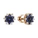Золотые cерьги пусеты (гвоздики) с сапфиром