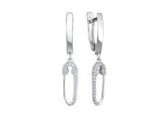 Серебряные cерьги висячие с фианитом