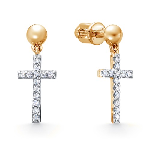 Золотые cерьги пусеты (гвоздики) с бриллиантом