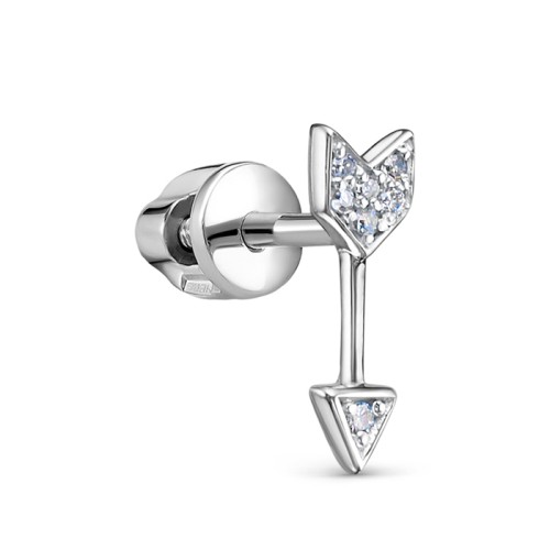 Серьга д/пирсинга из белого золота с бриллиантом