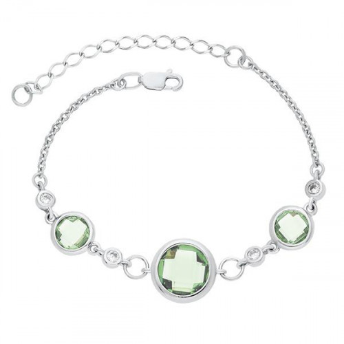 Браслет из серебра 925 пробы с празиолитом