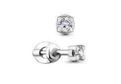 Серебряная серьга пусет (гвоздик) с фианитом