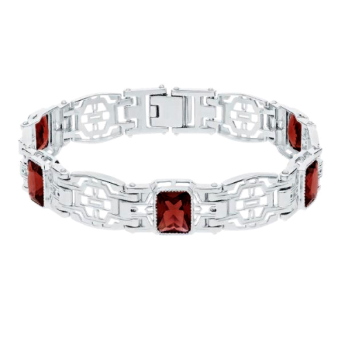 Серебряный браслет с гранатом