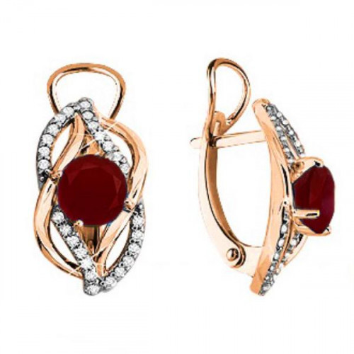 Серьги из серебра 925 пробы с гранатом