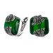 Серьги из серебра 925 пробы с агатом зеленым