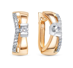 Золотые cерьги классические с бриллиантом